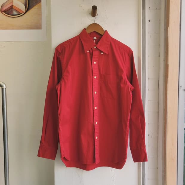 유니클로 레드 코튼 셔츠