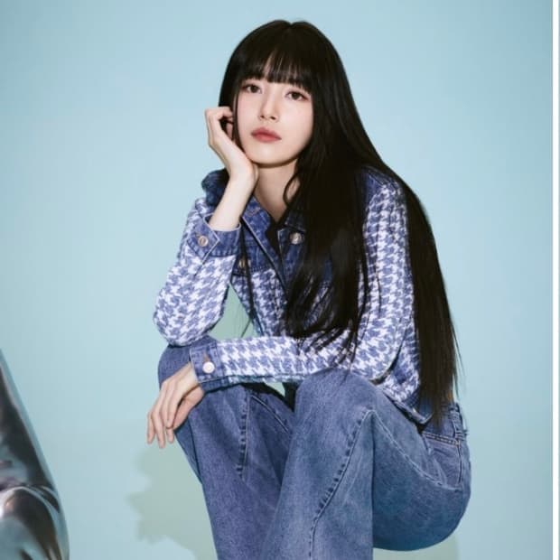 게스 수지 트위드 청자켓 S