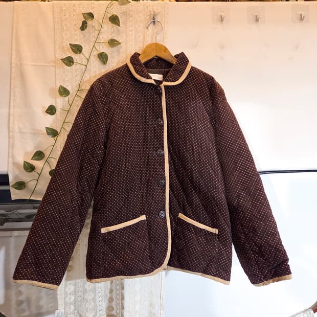 코듀로이 도트 누빔 경량 패딩