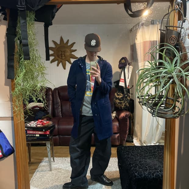 JPN vtg 울 후드 코트