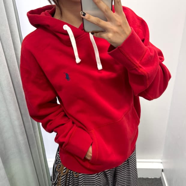 폴로 레드 후드티