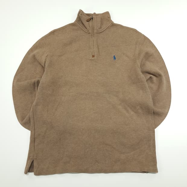 CN869 M 폴로 랄프로렌 소프트브라운 하프집업 긴팔 니트 스웨터