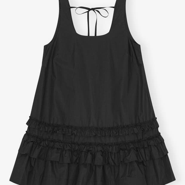 가니 블랙 원피스 Black Cotton Poplin Mini Dress