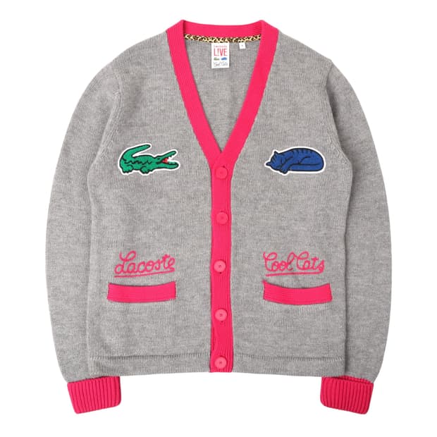 라코스테 x 쿨 캣츠 엠브로이드 울 가디건