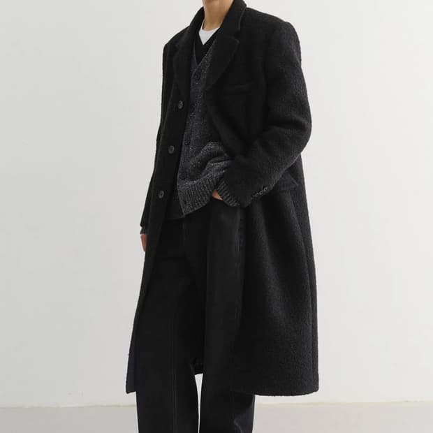 던스트 유니섹스 투웨이 부클 울코트 블랙 / S