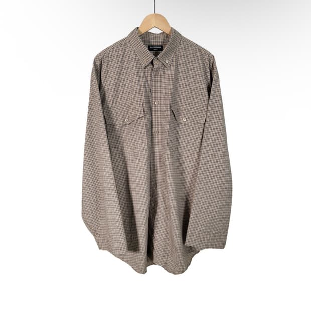 [M] 발렌시아가 21fw 체크 오버사이즈 버튼 다운 셔츠 베이지