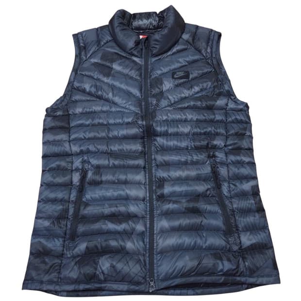 바배) 나이키 딥그린톤 기하학패턴 덕다운 패딩 조끼 베스트