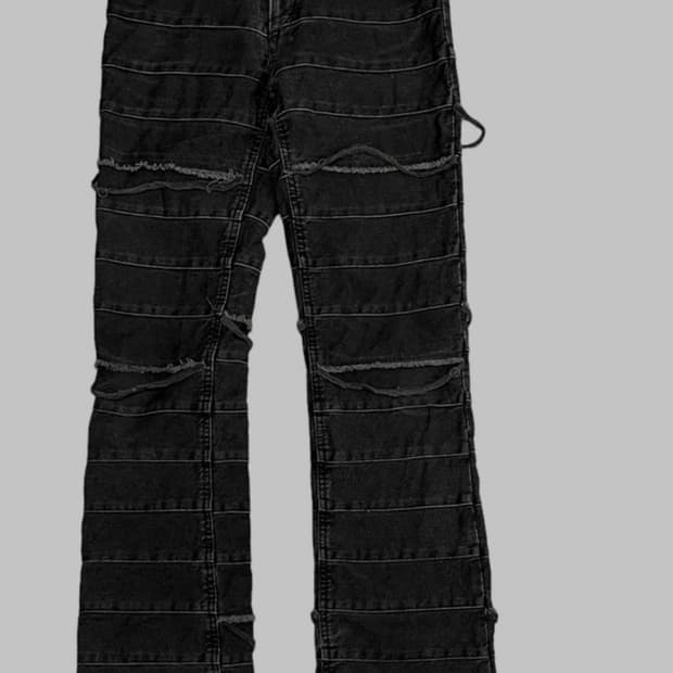 히스테릭 글래머 부츠컷 킨키 데님팬츠(흑청,부츠컷.플레어)