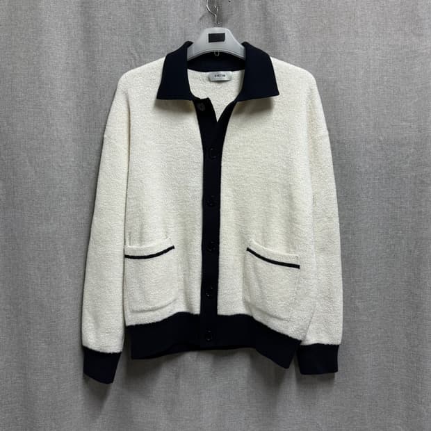 [105/루즈핏] 시스템옴므 부클 배색 카라 가디건