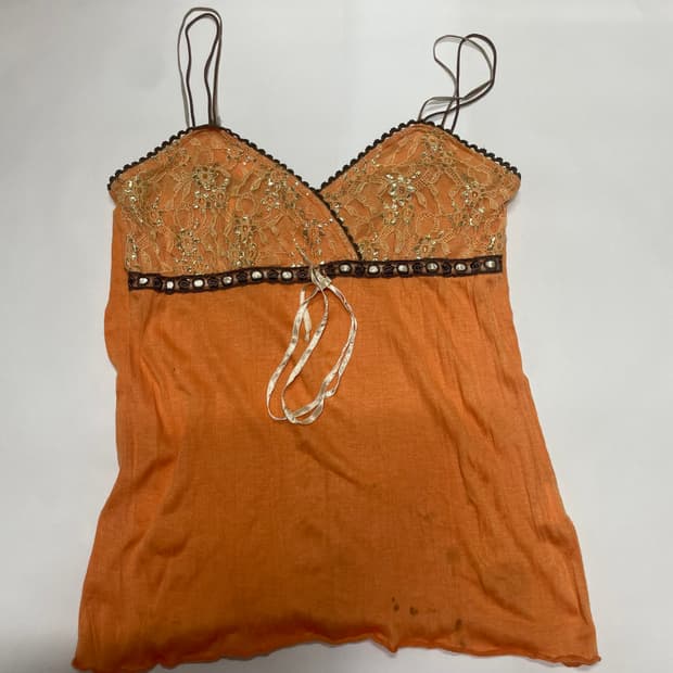 빈티지 y2k 오렌지 슬리브리스 2000