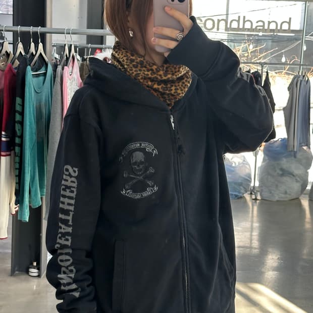 벤슨 스컬 넥핸드워머 레더호피 후드자켓