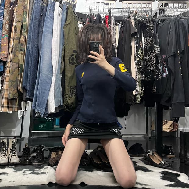 자수 포인트 롱슬리브