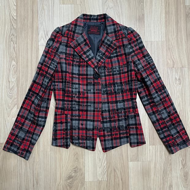 BA-TSU CLUB 체크 프린팅 자켓 로리타 펑크 헤이세이 레트로