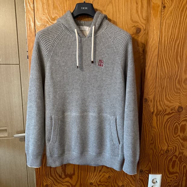 브루넬로 쿠치넬리 24 f/w 리브드 캐시미어 후드 