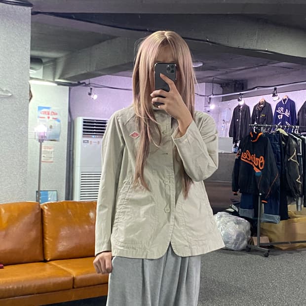 단톤 스몰 로고 베이지 코튼 치노 자켓 B2653
