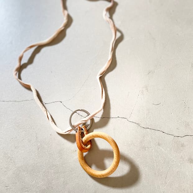 Japanese Vintage Wood Ring Necklace