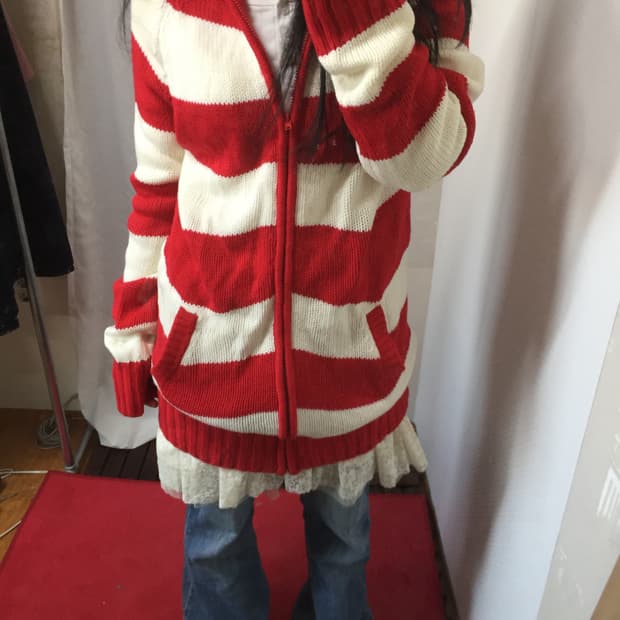 vintage stripe red zipup outer