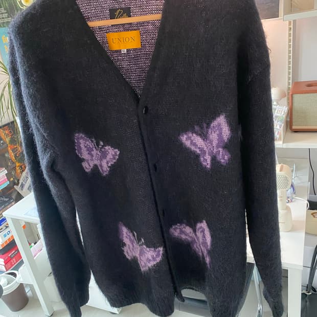 니들스X유니온 빠삐용 모헤어 가디건 xl 판매합니다