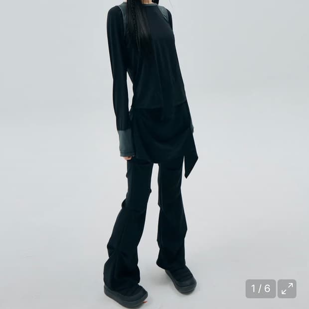 Wrap Over Tuck Pants / Black