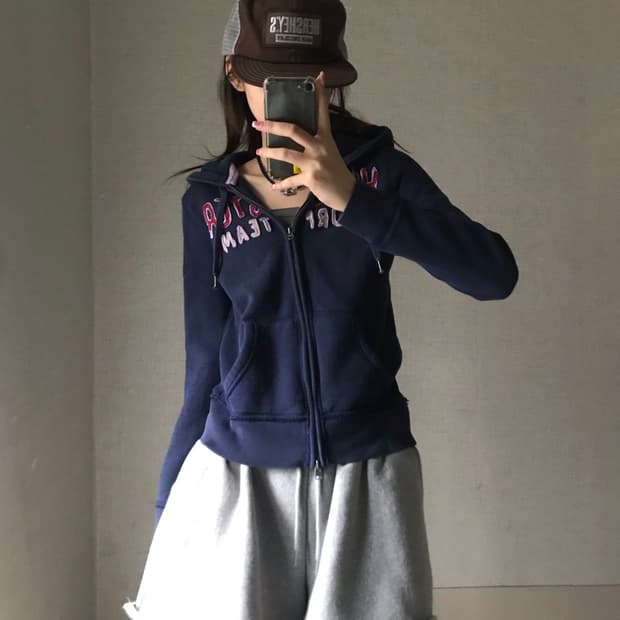 홀리스터 네이비 투웨이 후드집업