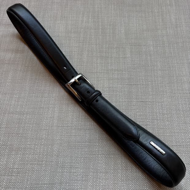 (37-38) 폴로 랄프로렌 이탈리안 블랙 레더 버클 벨트