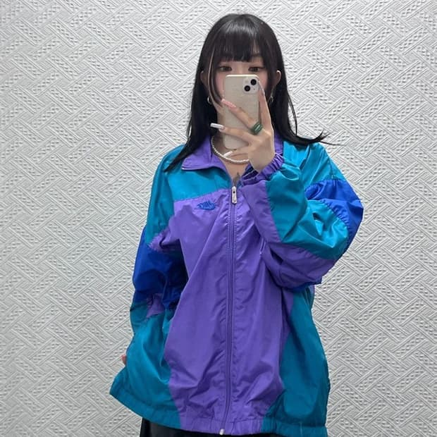 나이키 빈티지 올드스쿨 레트로 90s 배색 바람막이 자켓 L C13442