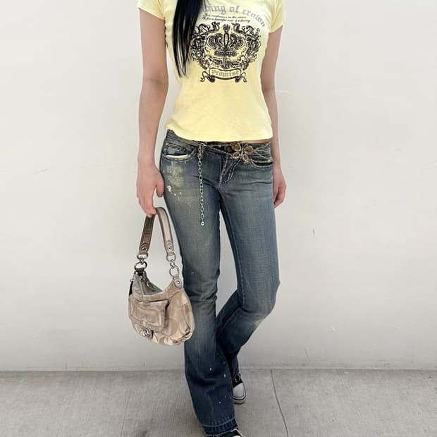 Pastel yellow cubic printing short sleev