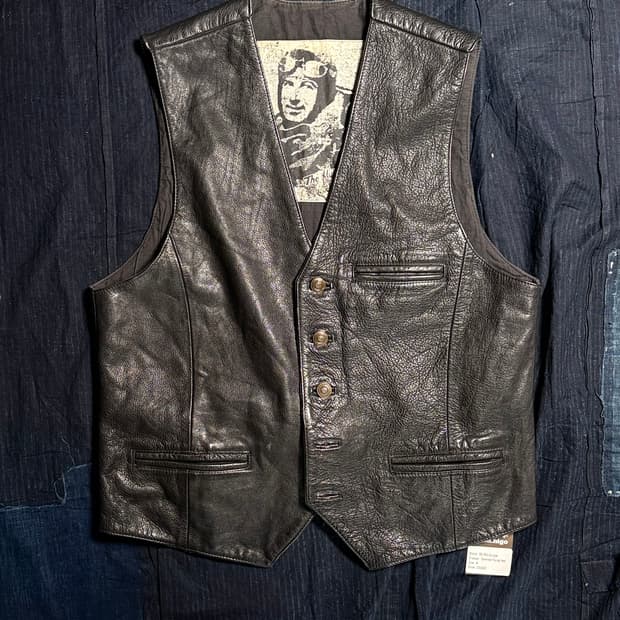 80-90‘s 유럽 빈티지 카우하이드 플라잉 베스트 M