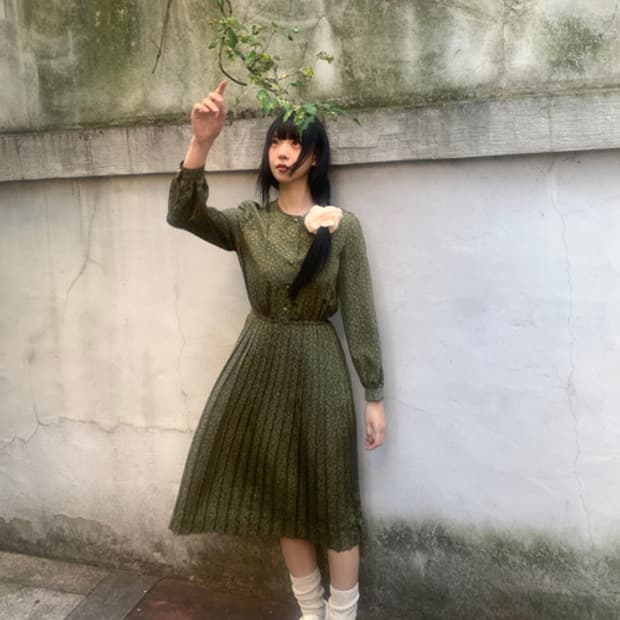 China Collar Gold Button Dress