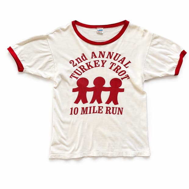 70s 챔피온 프린팅 링거 티셔츠 M