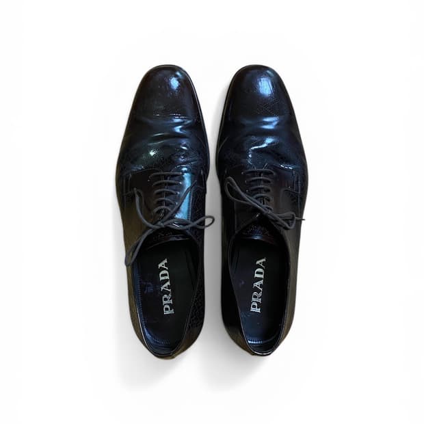 Prada round toe perforated derby