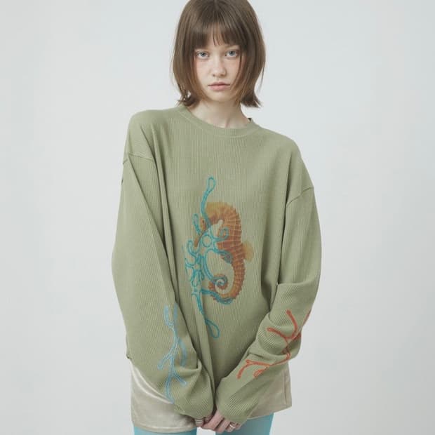 SEA HORSE LONG SLEEVE [LIGHT GREEN]