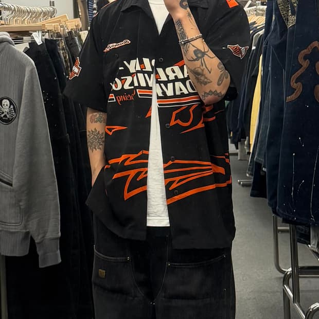 M) 할리데이비슨 빈티지 스크리밍 이글 빅 로고 반팔 셔츠