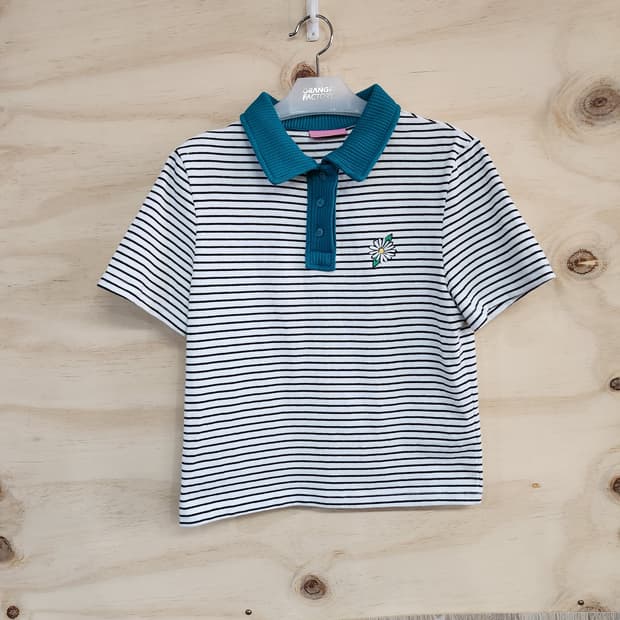 1062) CLUMPPY 스트라이프 카라 반팔티