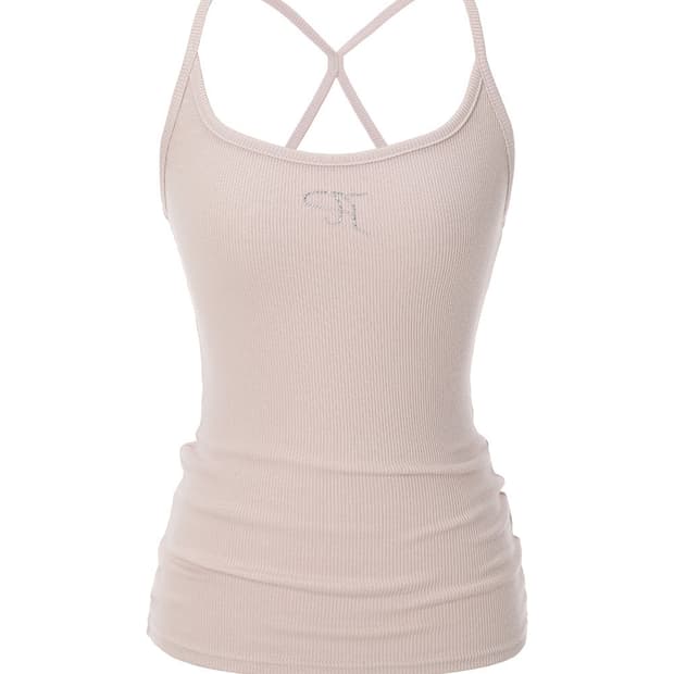 쓰리타임즈 Jewel cross back tank top