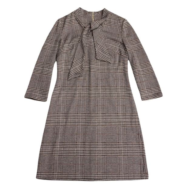 CALVIN KLEIN 체크 브이넥 원피스 2