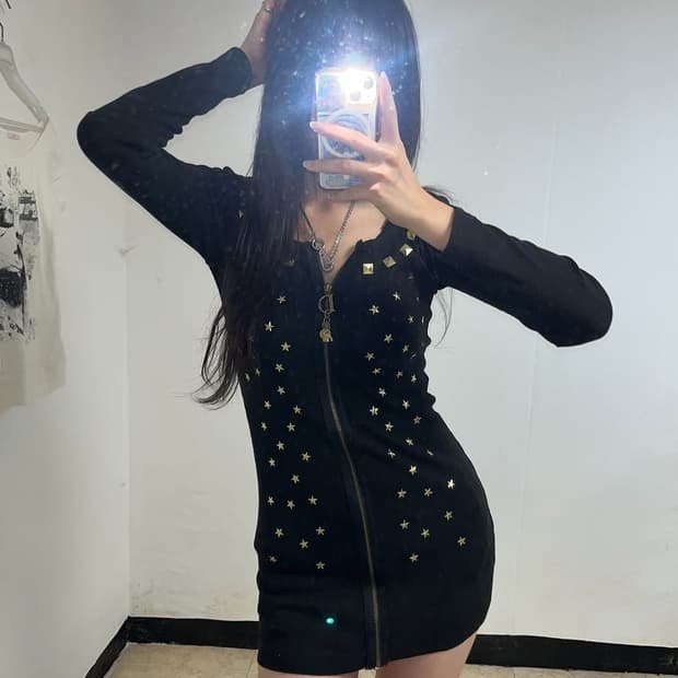 00's Punk Star studded zip-up dress