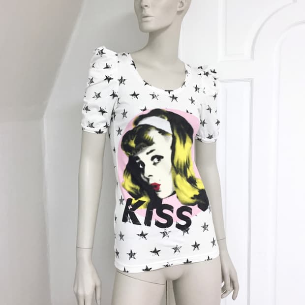 Vintage Printing Kiss Star Puff T-shirts