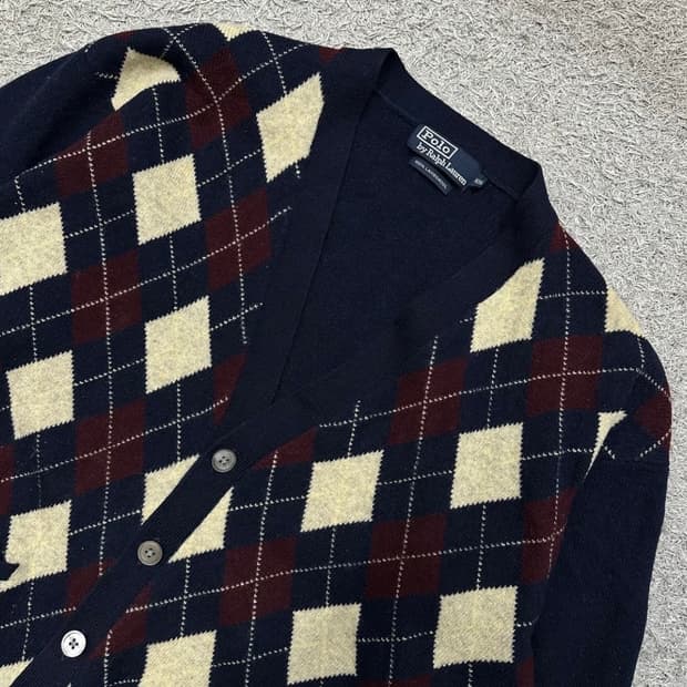 폴로 랄프 로렌 0Os 아가일패턴 가디건 네이비