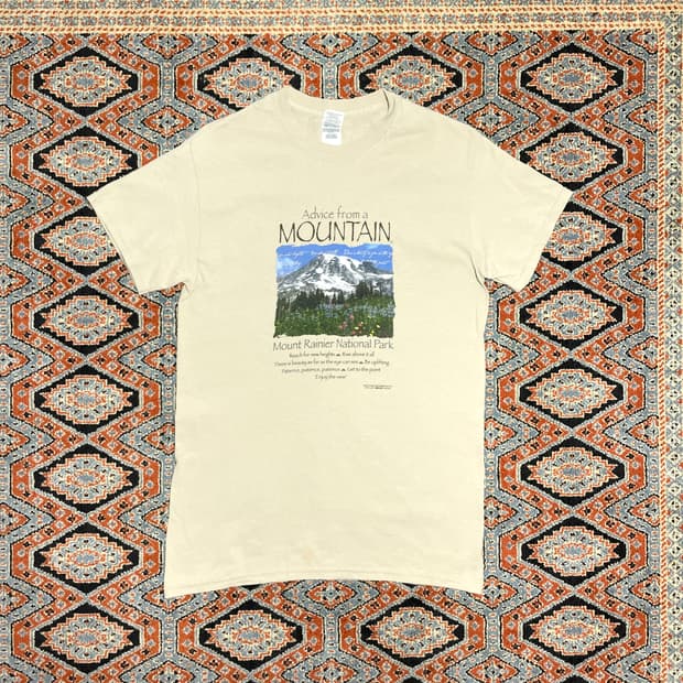 길단 알프스 프린팅 베이지 티셔츠 여성S