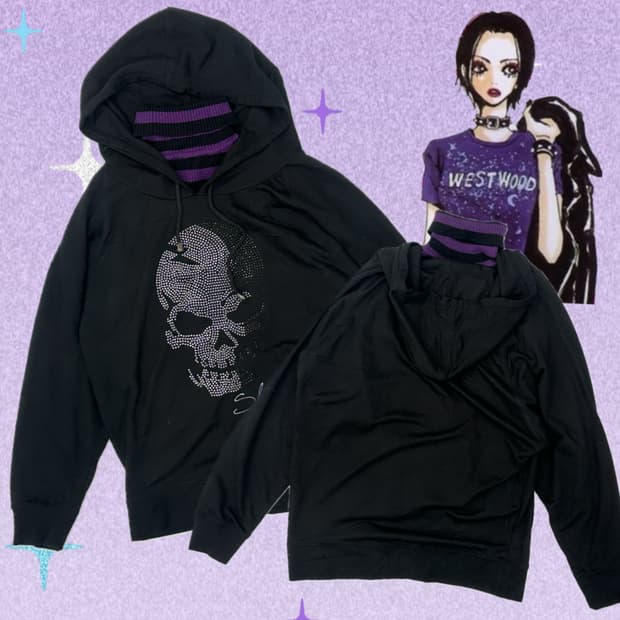 🖤💀나나깔 해골 펑크 후드티 코디💀🖤 블랙 보헤미안 스컬 밴드