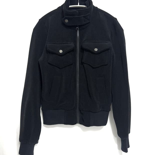 Black slim fleece jacket