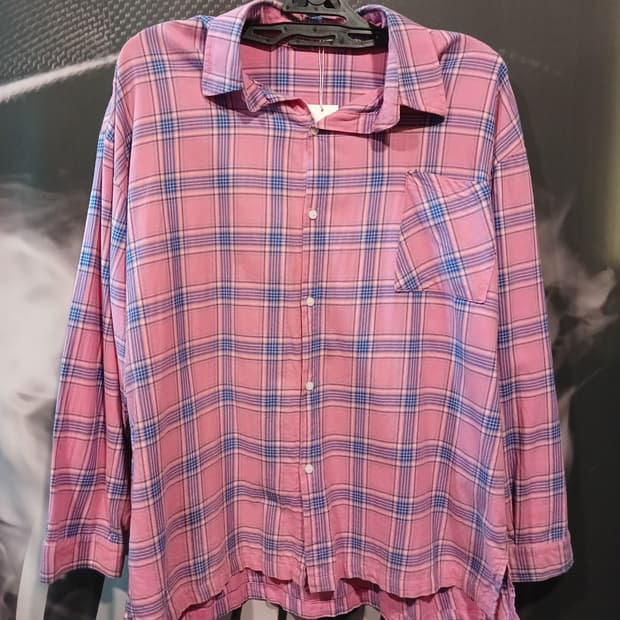 핑크 체크 남방