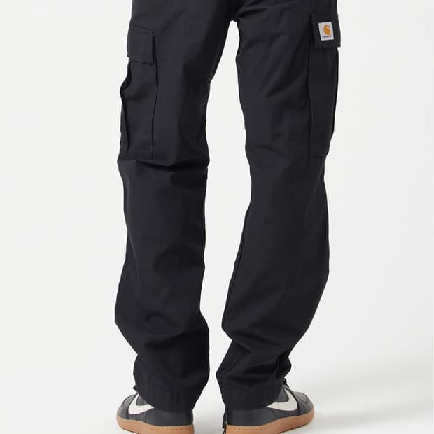 칼하트 레귤러 카고 팬츠 콜롬비아 블랙 린스드