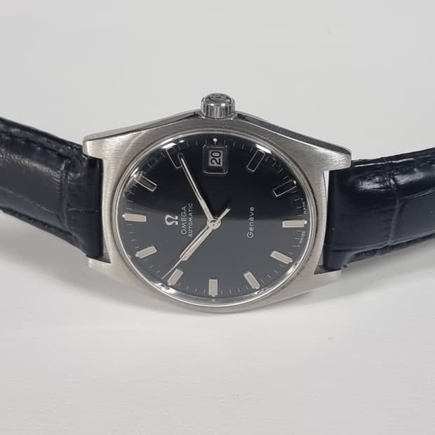 OMEGA 정품 오메가 제네브 시계 블랙다이얼 은행잎 35mm