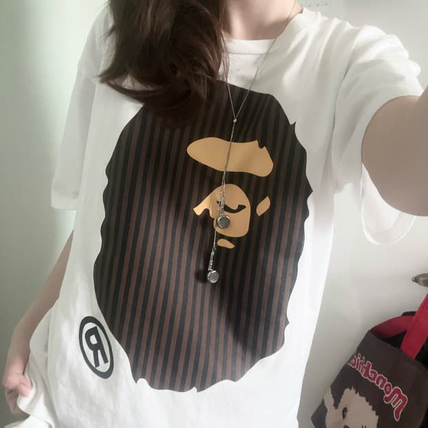 베이프 스트라이프 빅 사루 반팔