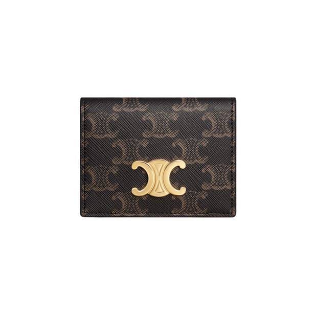 셀린느 바이폴드 카드 홀더 트리옹프 캔버스 탄 (새상품)