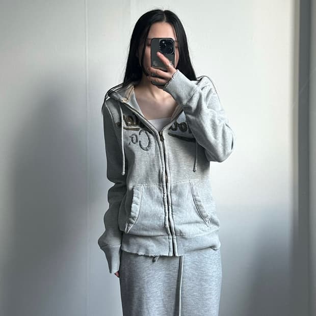 홀리스터 y2k 와투케 그레이 후드집업