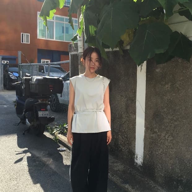 미닝아웃 mer pants 핀턱 와이드 팬츠