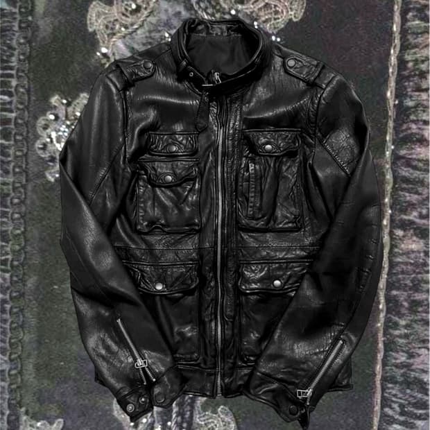 ITALY Sheepskin 벨티드포켓레더자켓 양가죽디올에디슬리먼st